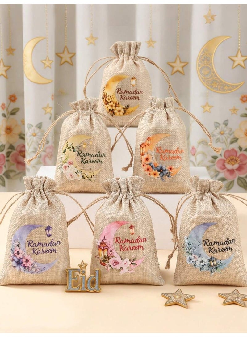 زينة رمضان توزيعات رمضان قماشية بتصميم رمضاني أنيق – 15 × 10 سم، مناسبة لديكور رمضان وزينة العيد-6قطع - Image 3